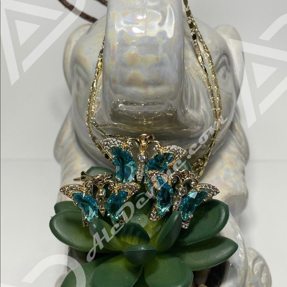 Aqua Butterfly set (gold plated) - Picture 5 of 5